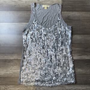 Michael Kors Sequin Knit Grey Tank Top Size M